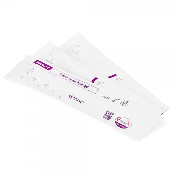 Photo Female liquid vaginal suppositories SCHALI®-FL in disposable single-dose container, backside