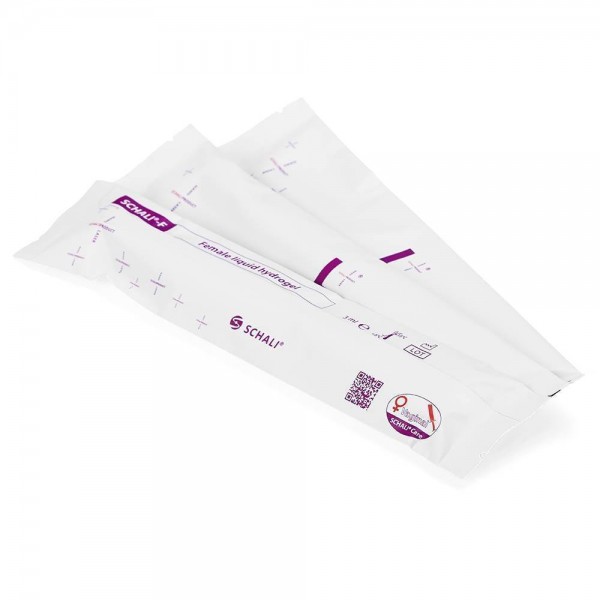 Photo Female liquid vaginal suppositories SCHALI®-FM in disposable single-dose container, backside